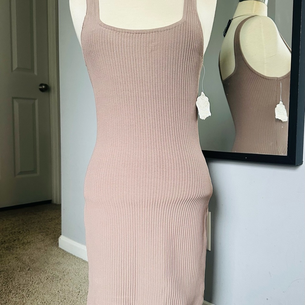 Altar'd State Taupe Ribbed Dress